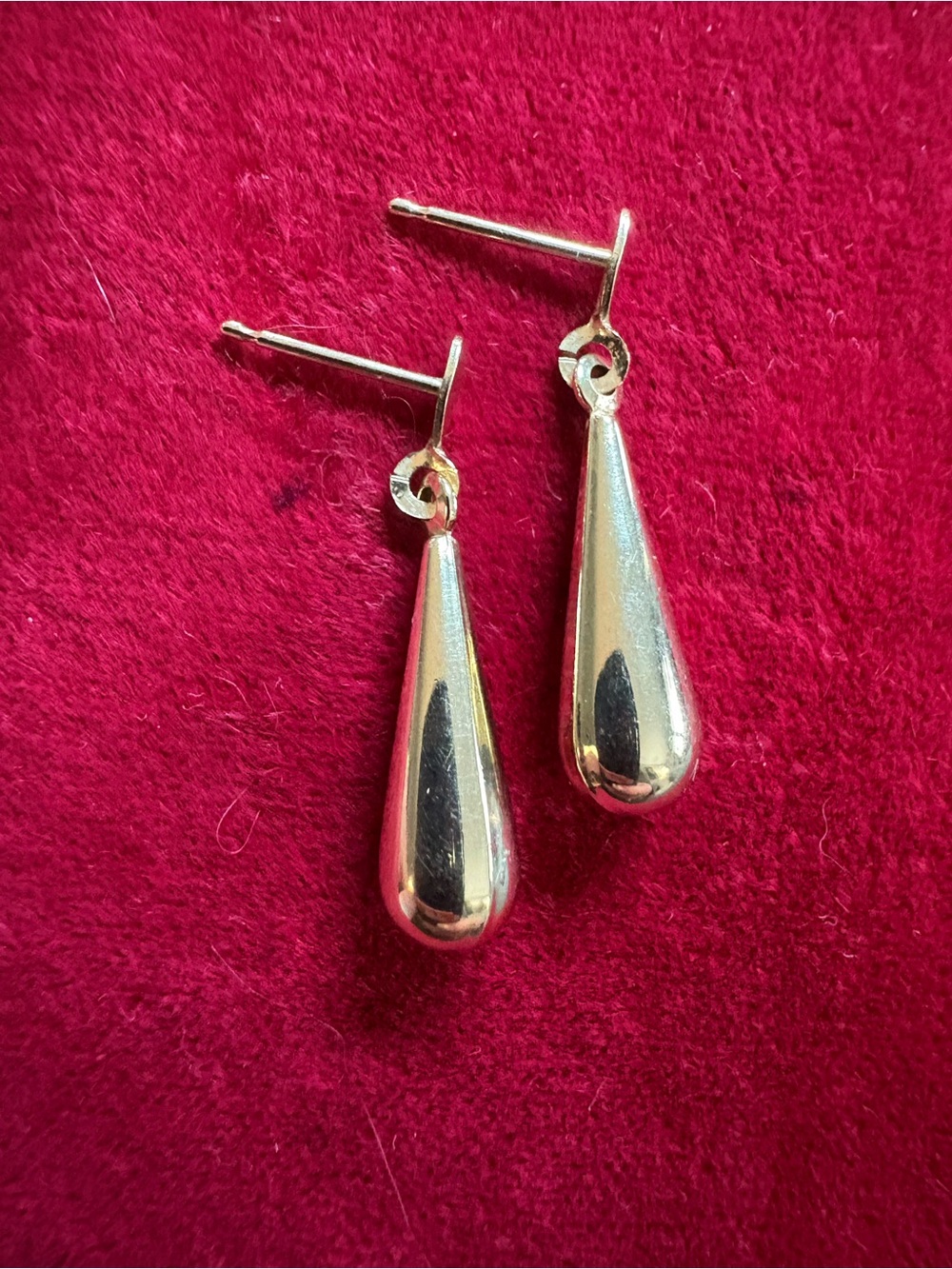 Earrings Solid 14K Gold Teardrop Drop Dangle Post - Picture 3 of 5